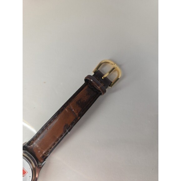 University Of Nebraska Cornhuskers Quartz Watch with Brown Leather Band EUC - Picture 6 of 7